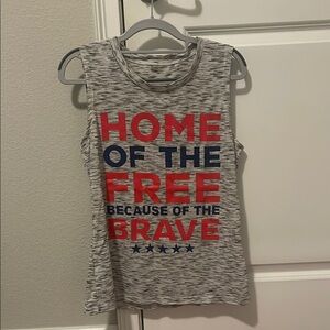 Patriotic Women’s Sleeveless Top - Gray, Blue, Red